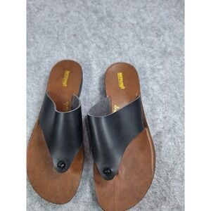 Aerosoft Women Black Leather Thong Sandals Comfort Style Size 39